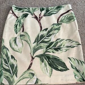 Ann Taylor Green Leaf Print Pencil Skirt